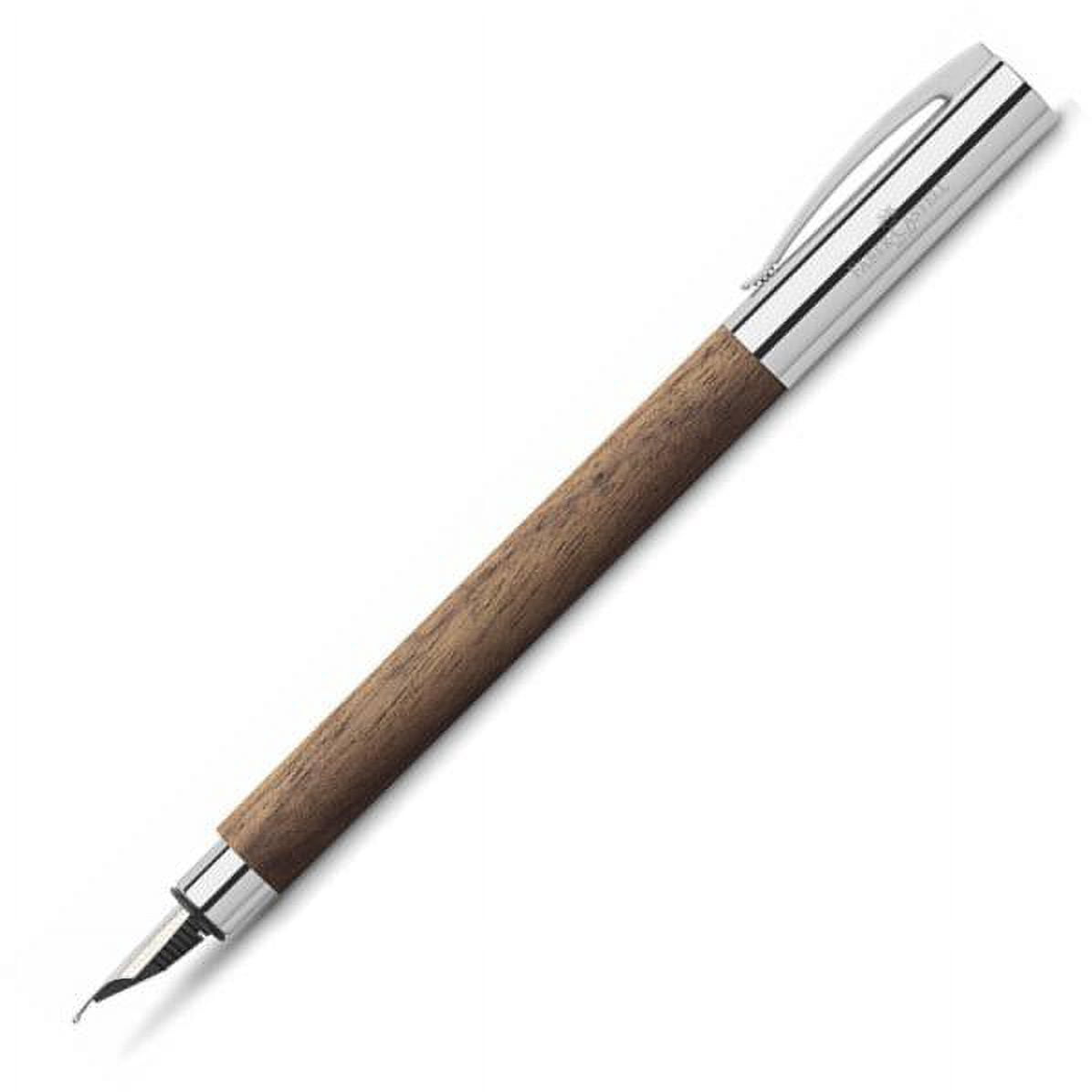 Faber-Castell Ambition Ballpoint Pen - Walnut Wood Barrel, Chrome Metal Accents, Gift Box