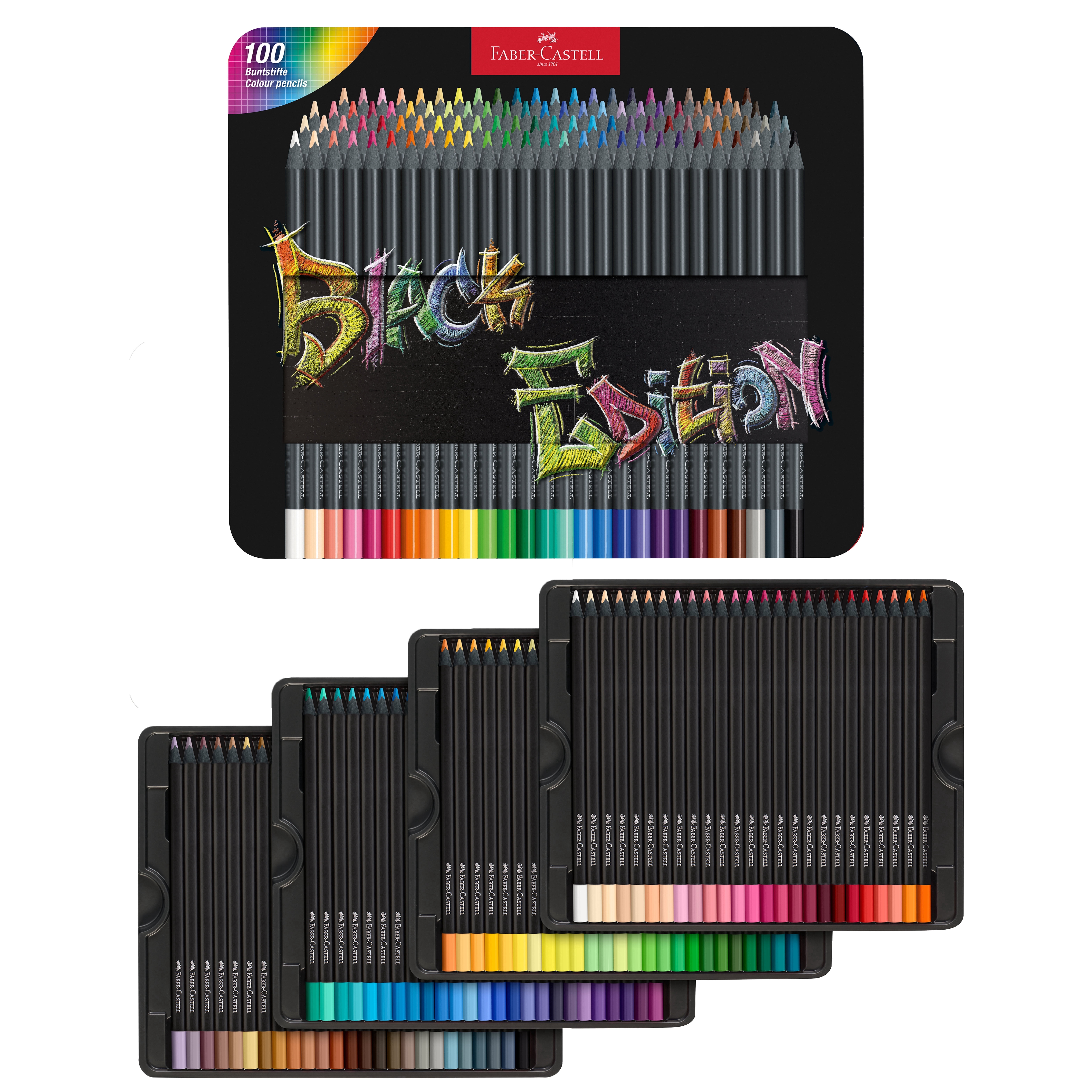 Faber-Castell Black Edition - Soft Core Color Pencils Spring Craft Supplies: 100 Count Tin