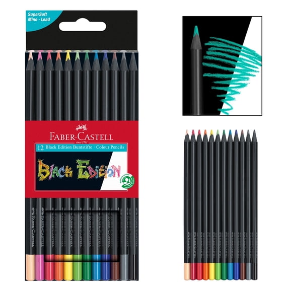 Faber-Castell Black Edition - Classic Colored Pencils, Easter Basket Filler (12 Count)