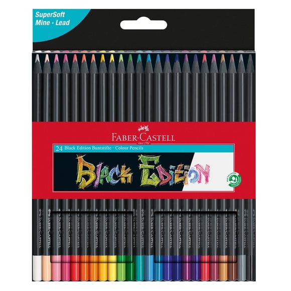 Black Edition Fine Art Colored Pencils: Premium Pigment & Super Soft Core, by Faber-Castell (24 Count)