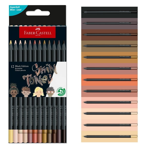 12CT COLOR PENCILS BLACK EDITION SKIN TONES BOX