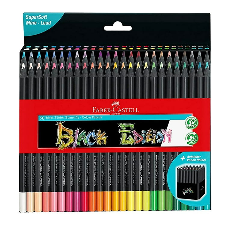 Faber-Castell Black Edition Coloring Pencils - Super Soft - Adult Coloring  - Pack of 50