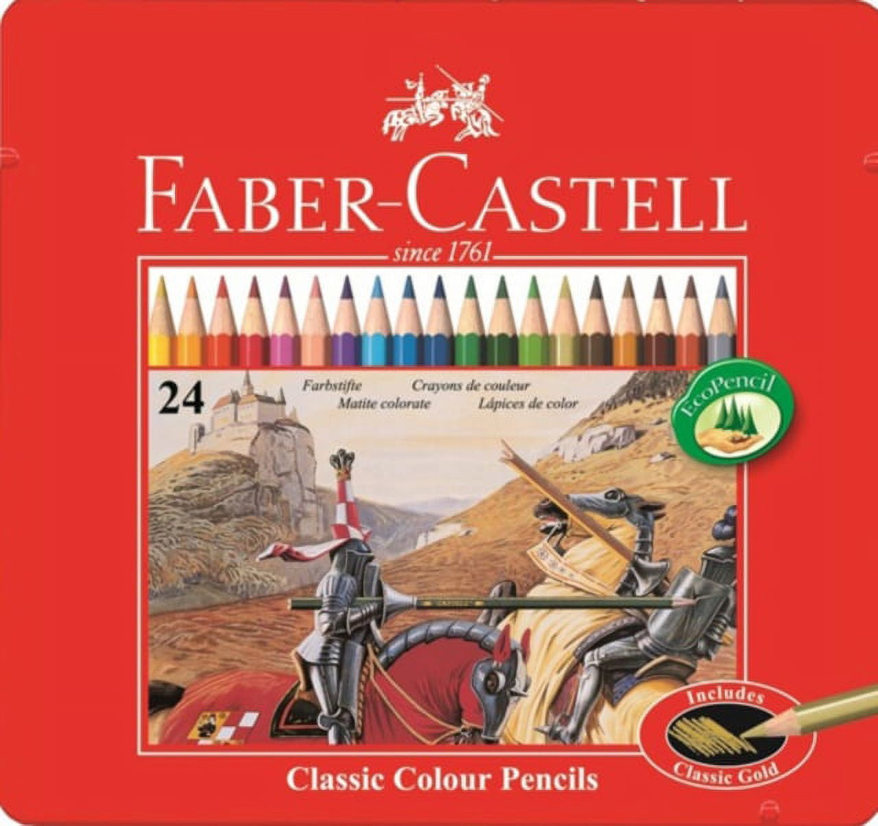 Faber-Castell Lápices clásicos de 24 colores en caja de metal