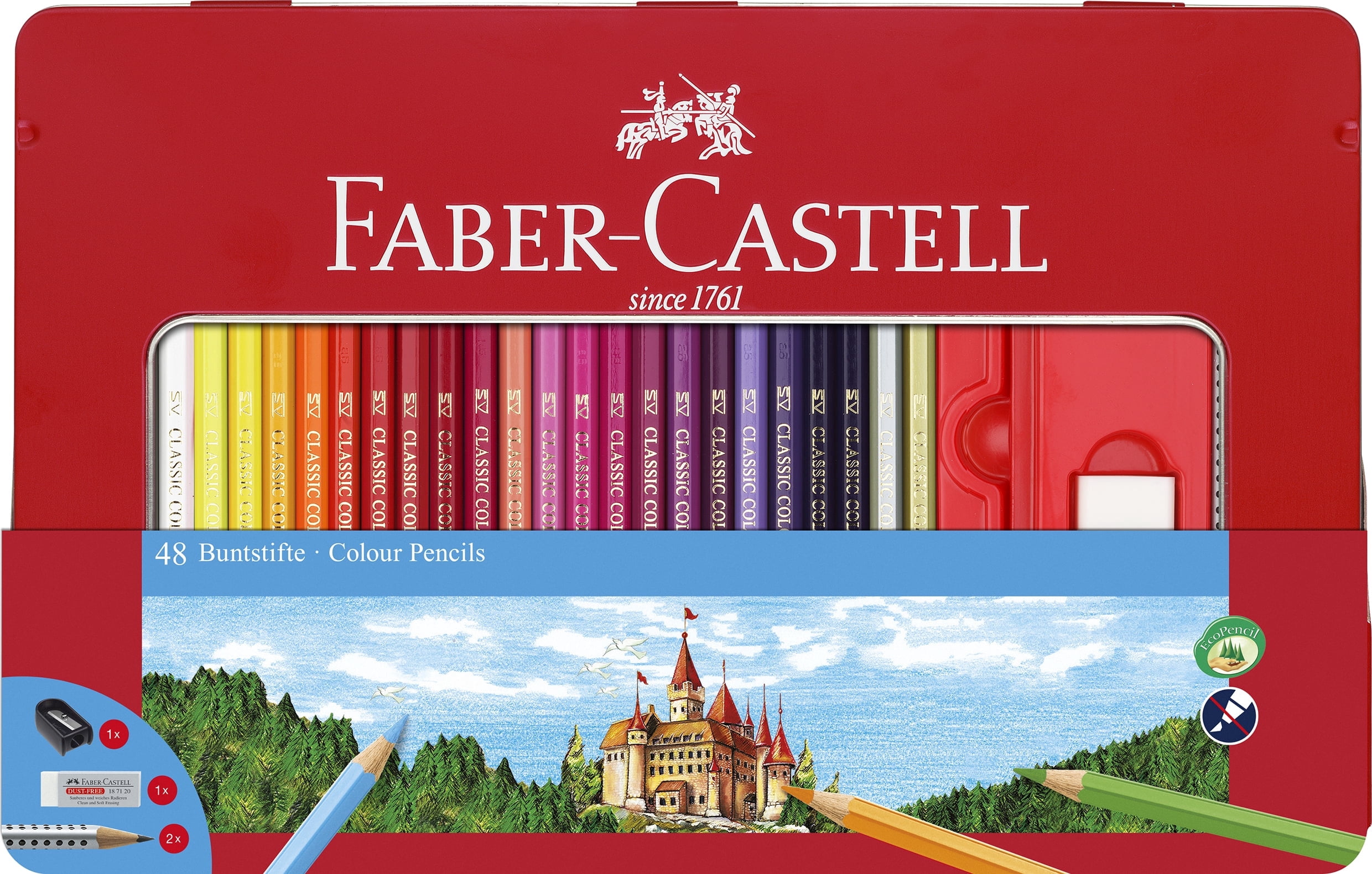 Faber Castell Classic Colored Pencils Tin Set, 48 Vibrant Colors In Sturdy Metal Case - Great Spring Craft Supplies