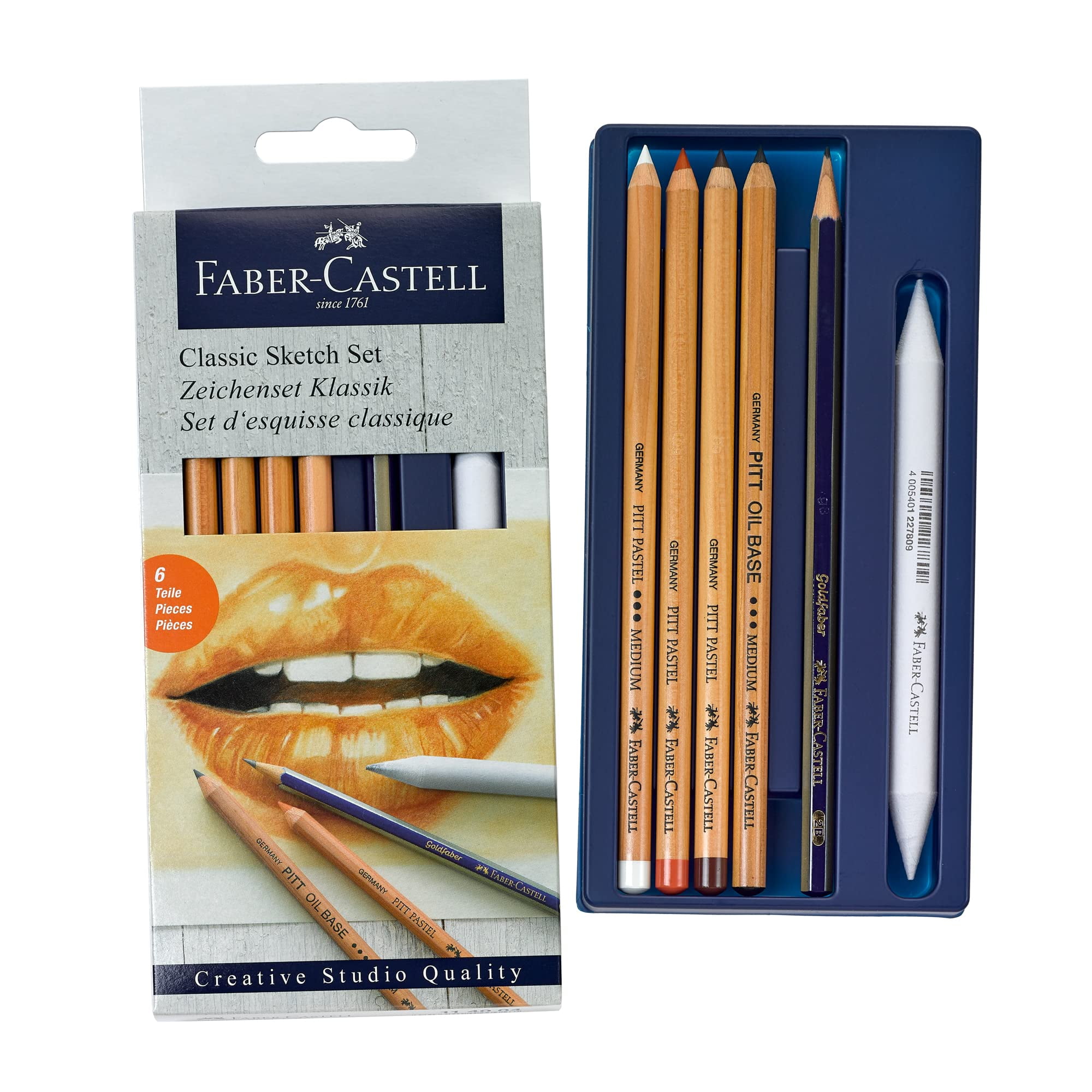 Faber-Castell Classic Sketch Set - 6 Piece Graphite & Pastel Pencil  Sketching Set