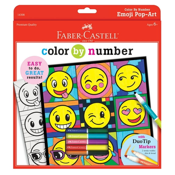 Faber-Castell Color by Number Emoji Pop Art- Child Art Set for Boys and Girls Ages 6-8+