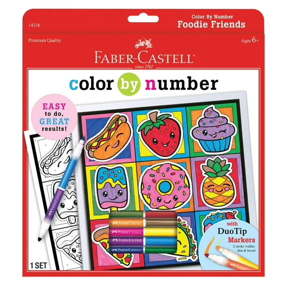 Faber-Castell Color by Number Foodie Friends- Child Art Activity for Boys and Girls Ages 6-8+