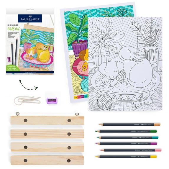 Faber-Castell Color by Number Wall Art Pet Parents, Adult Art Kit with Premium Color Pencils, Unisex