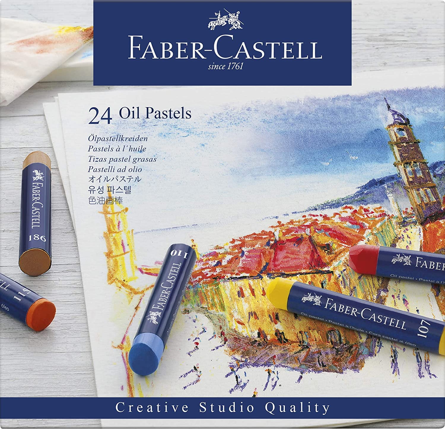 Faber-Castell Creative Studio Oil Pastel Set, 24-Colors