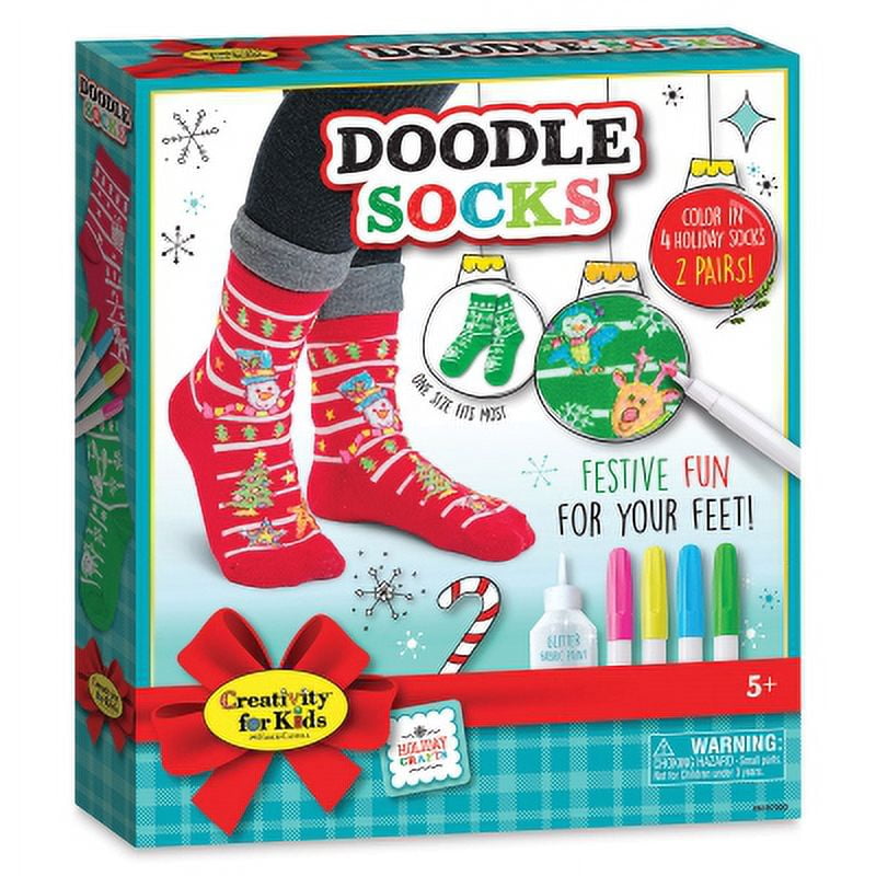 Buddy & Barney Calzini Doodle Personalizzabili – Set Da 3 Paia Di Calzini Con Disegni E 5 Pennarelli Per Tessuto, Attività Creativa Per Bambini Dai 3 Anni