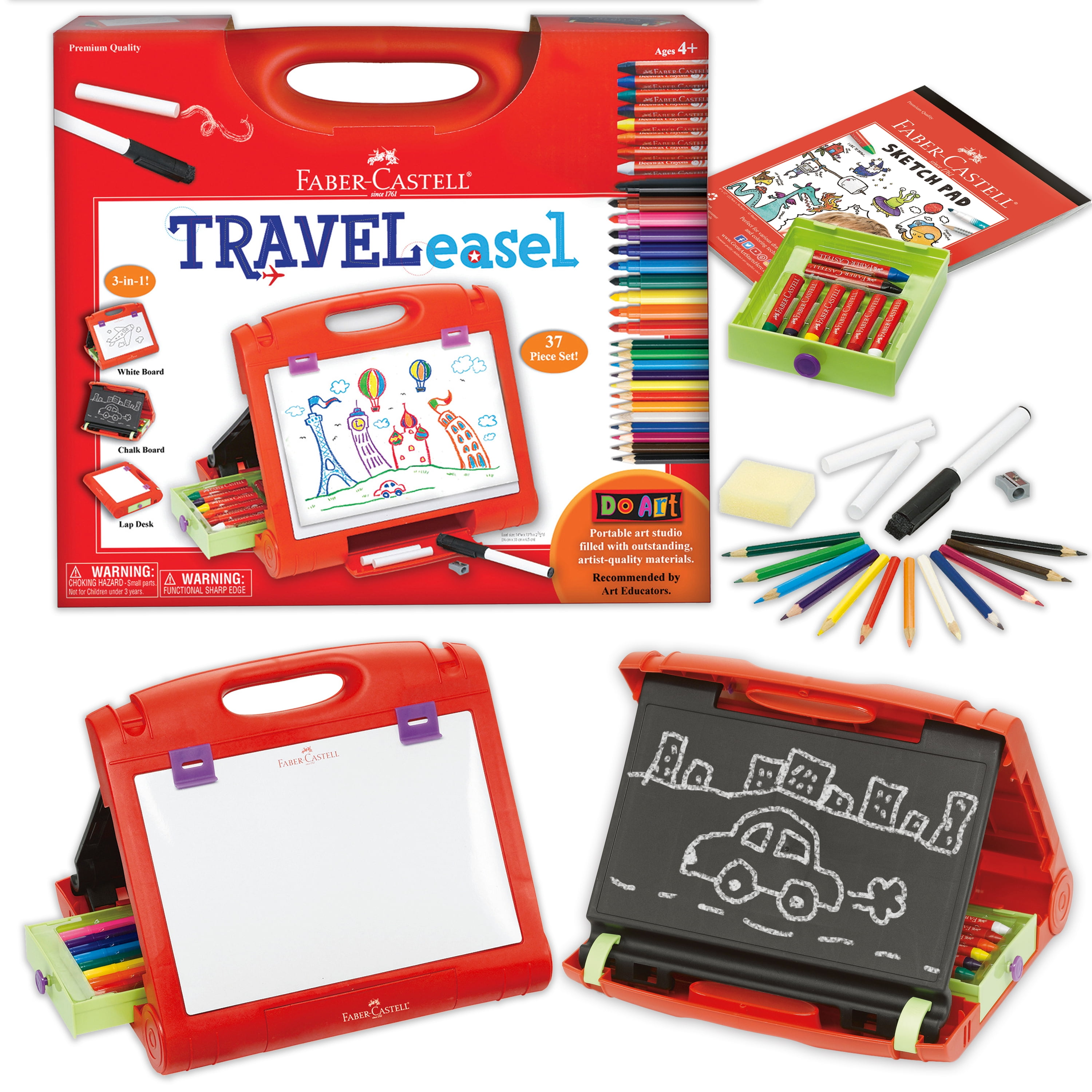 Kids 3-in-1 Travel Easel with Art Supplies Set