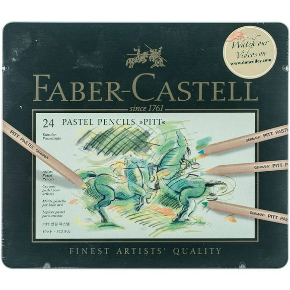 Faber-Castell Faber-Castel FC112124 Pitt Pastel Pencils in A Metal Tin (24 Pack), Assorted