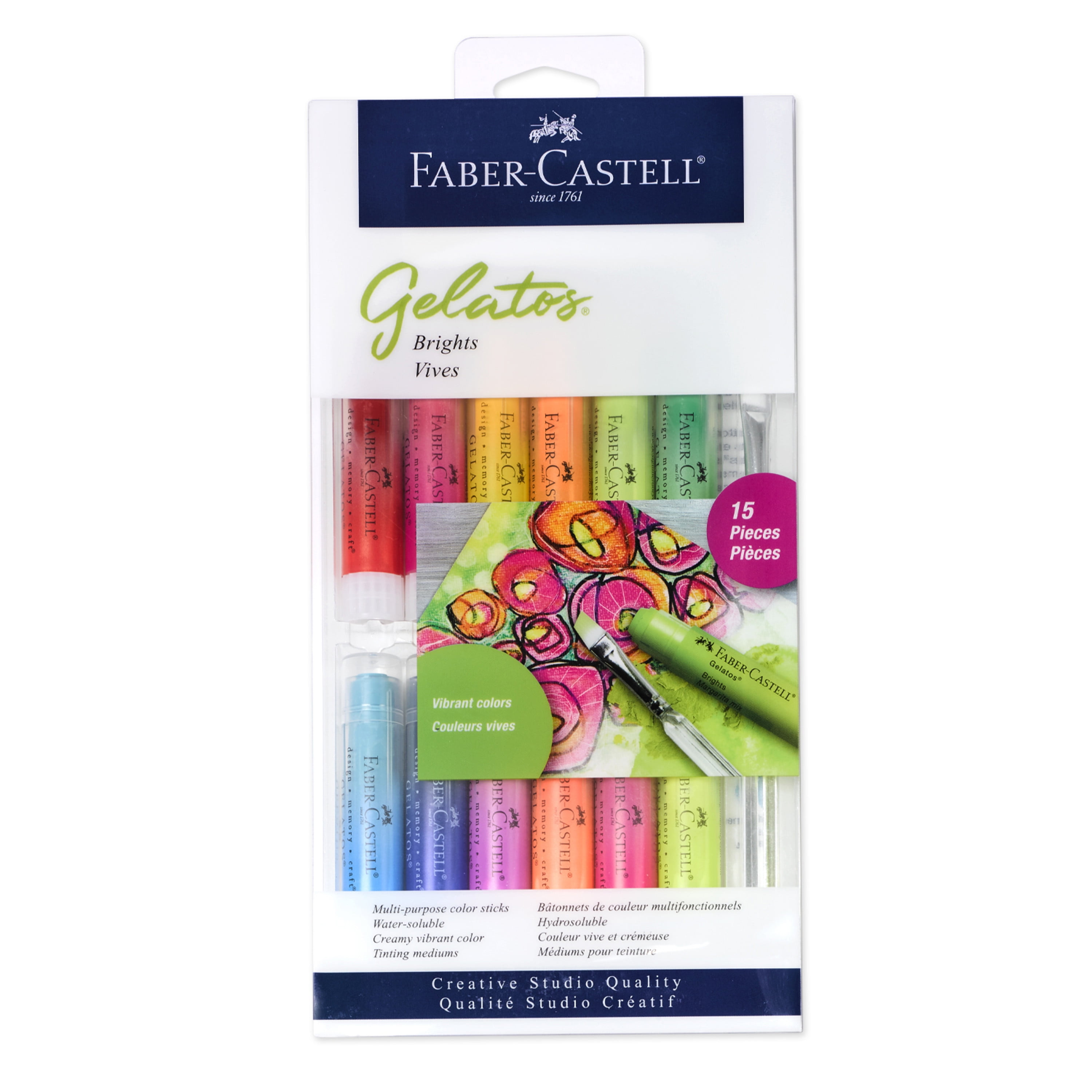 Faber-Castell Gel Stick Set of 12 with free Brush - Set of 12, Assorted