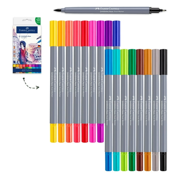 Faber-Castell Goldfaber Aqua Dual Markers- 18 Count Art Set for Artists of All Skill Levels