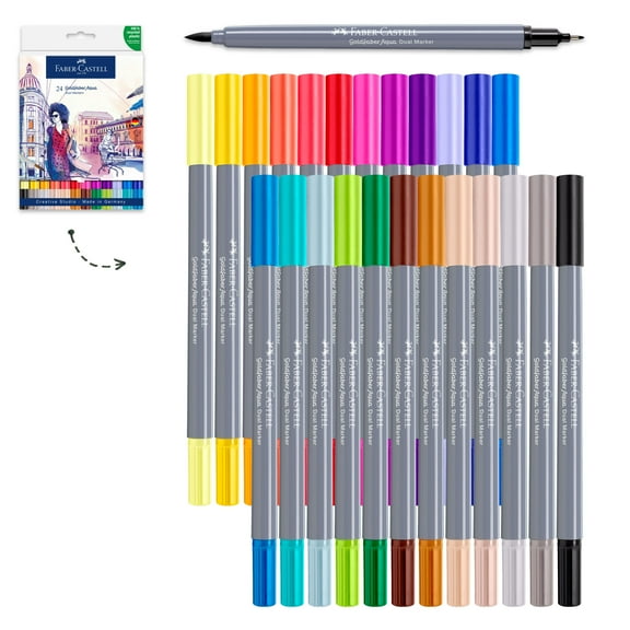 Faber-Castell Goldfaber Aqua Dual Markers- 24 Count Art Set, (Double-Ended Marker)