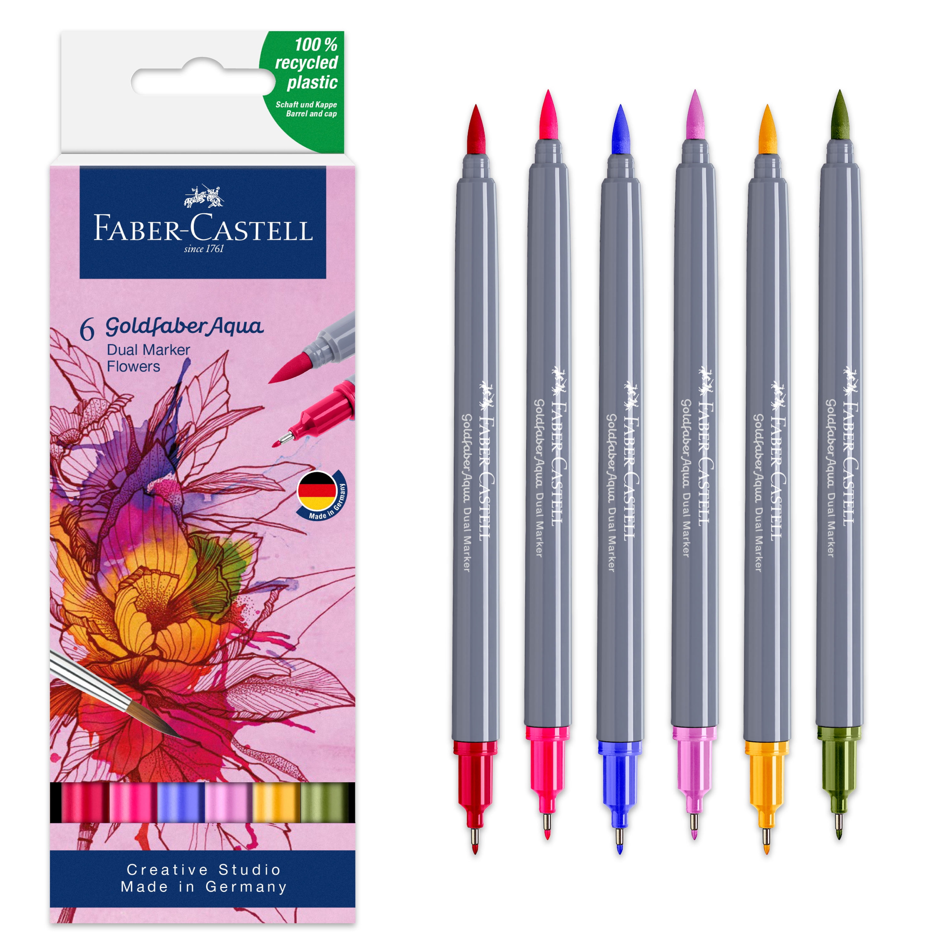 Faber-Castell Goldfaber Aqua Dual Markers Flower- Art Set for Artists (Doubled-Ended Markers)