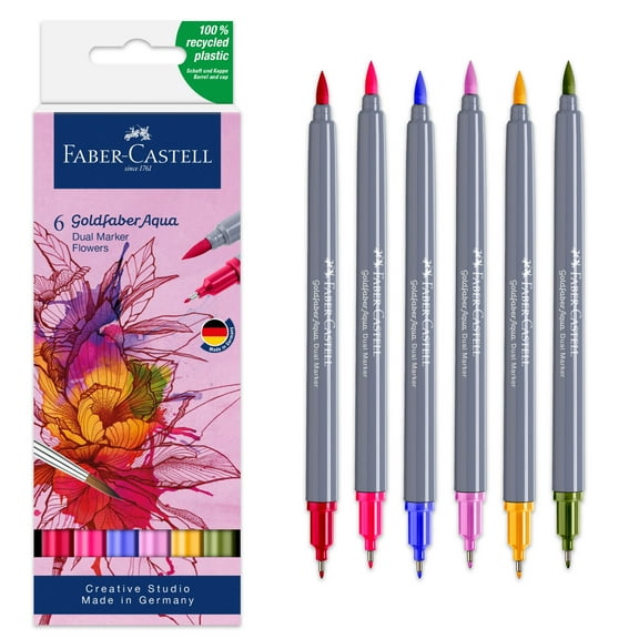 Faber-Castell Goldfaber Aqua Dual Markers Flower- Art Set for Artists (Doubled-Ended Markers)