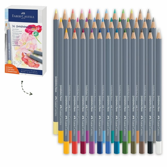 Faber Castell Goldfaber Aqua Watercolor Pencil - Set of 36, Pastels