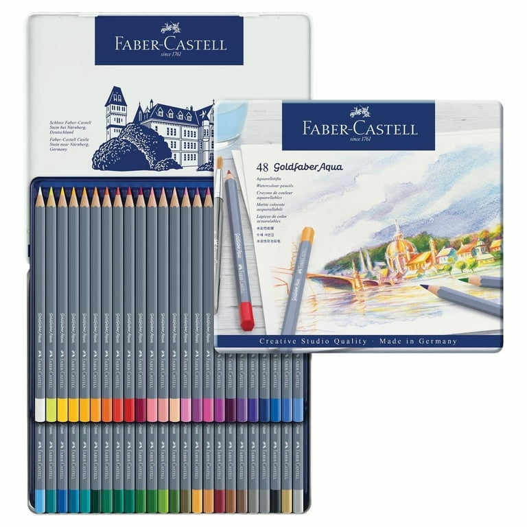 Faber-Castell Goldfaber Aqua Watercolor Pencil Tin Set, 48
