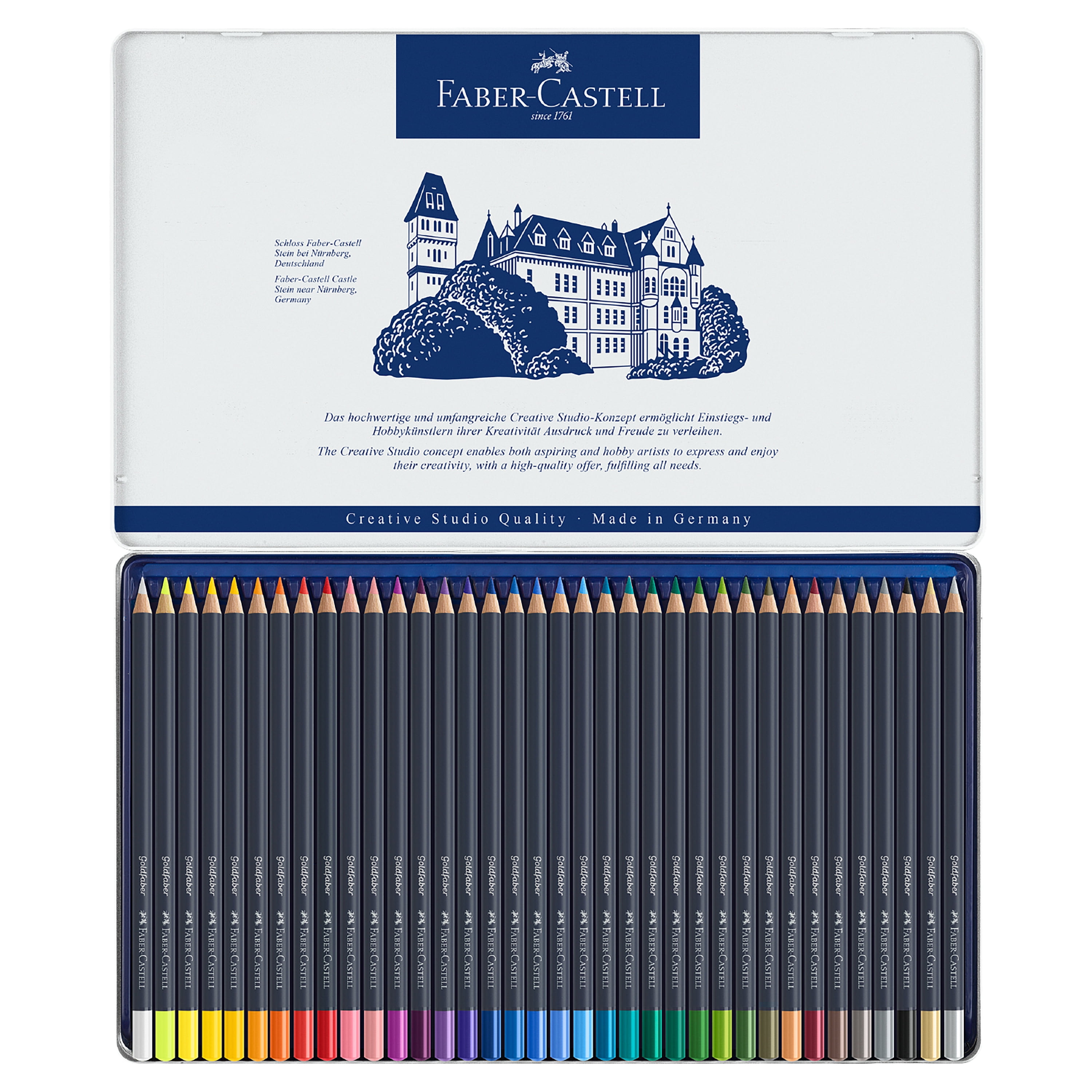 Castle Art Supplies Gold Standard 120 Coloring Pencils Set with Extras |  Quality Oil-based Colored Cores Stay Sharper, Tougher Against Breakage |  For