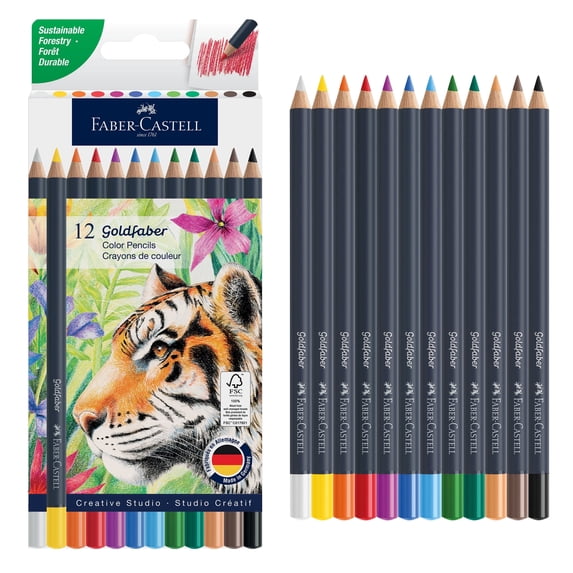 Faber-Castell Goldfaber Colored Pencils: Back to School Art Supplies Must Have | Soft, Vibrant, Break-Resistant Colored Pencils (12 Count)