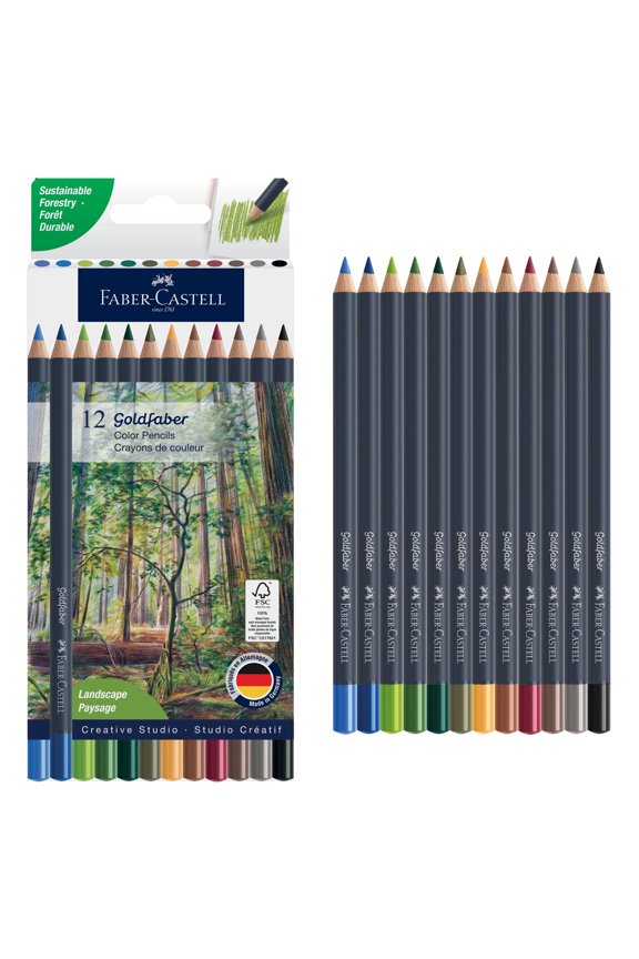 Goldfaber Landscape Colored Pencils | Back to School Art Supplies | Blendable, Break-Resistant Cores for Sketching (12 Count)