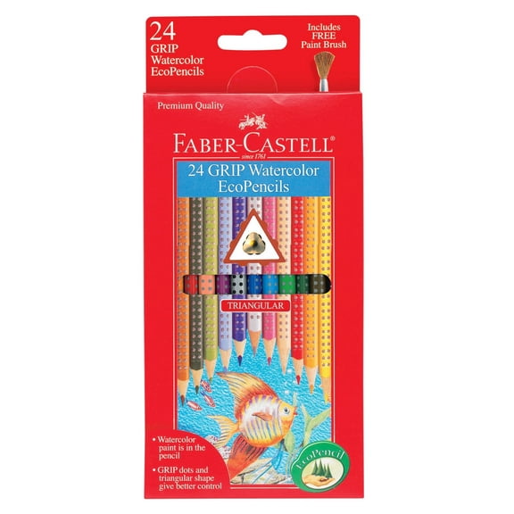 Faber-Castell Grip Watercolor EcoPencil Set, Assorted Color, Set of 24
