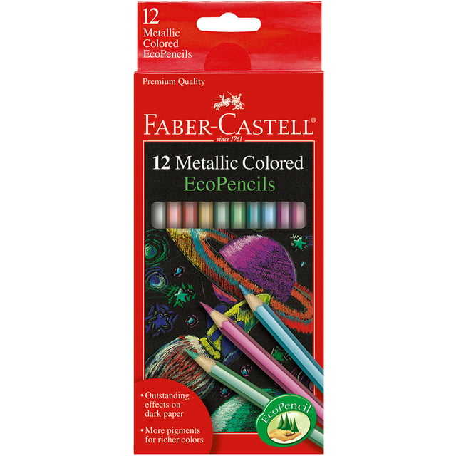 Faber-Castell Metallic Colored EcoPencils - 12 Count, Child, Beginner Art Supplies