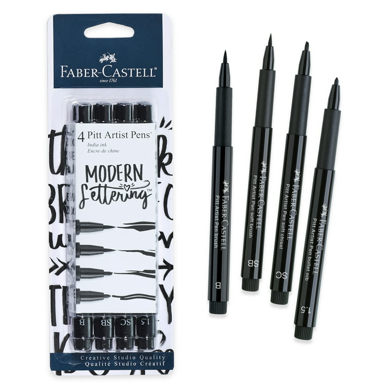 Faber-Castell Pitt Artist Pens - Shades of Grey, Set of 4, Soft Brush
