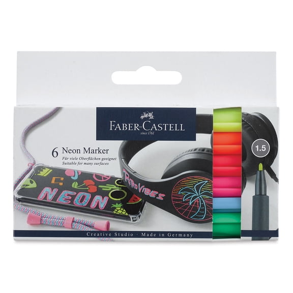 Faber-Castell Neon Markers - Set of 6, 1.5 mm