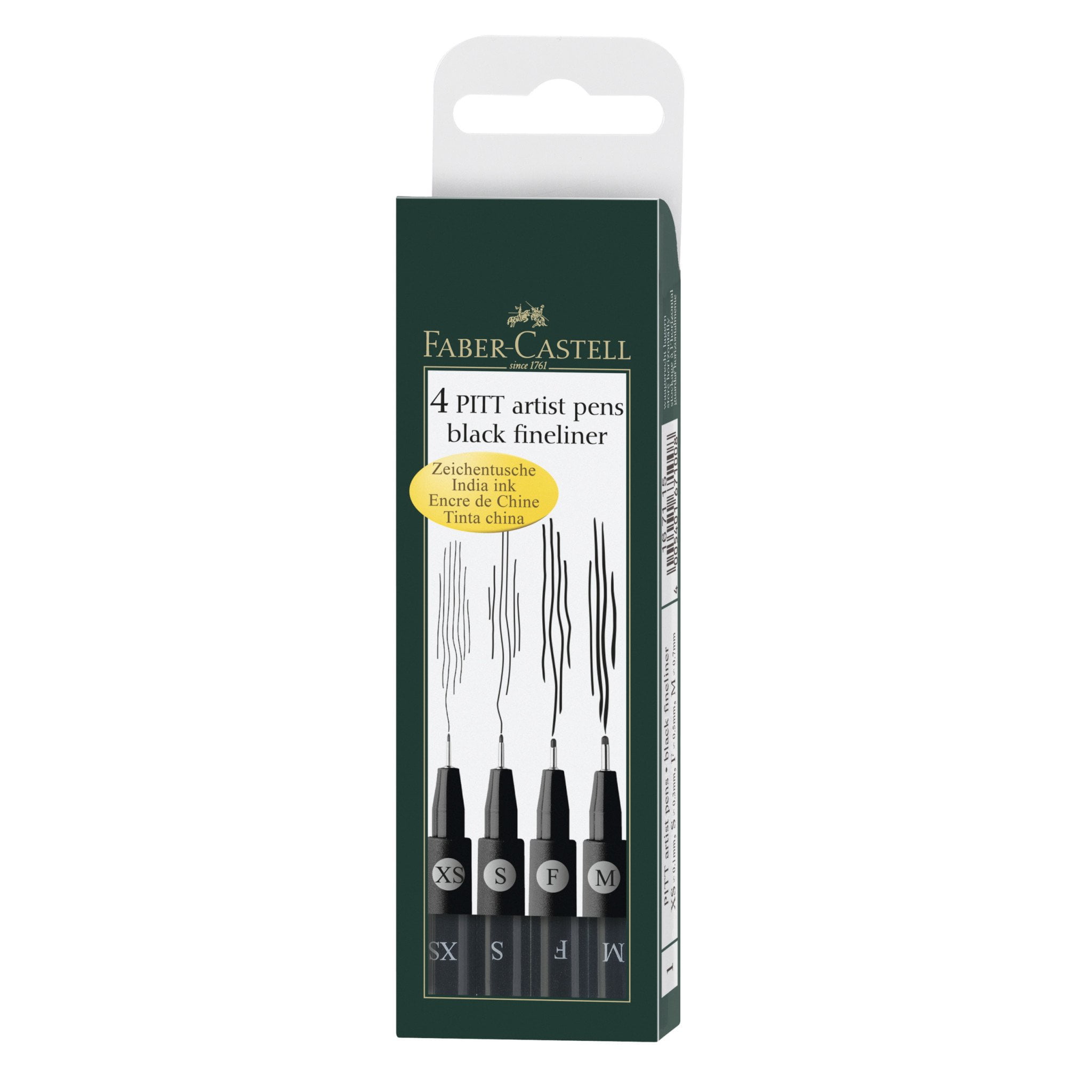 Faber Castell Artist Pack of 8 Assorted Sizes, 8-Pitt Pens in Black, 8 Count