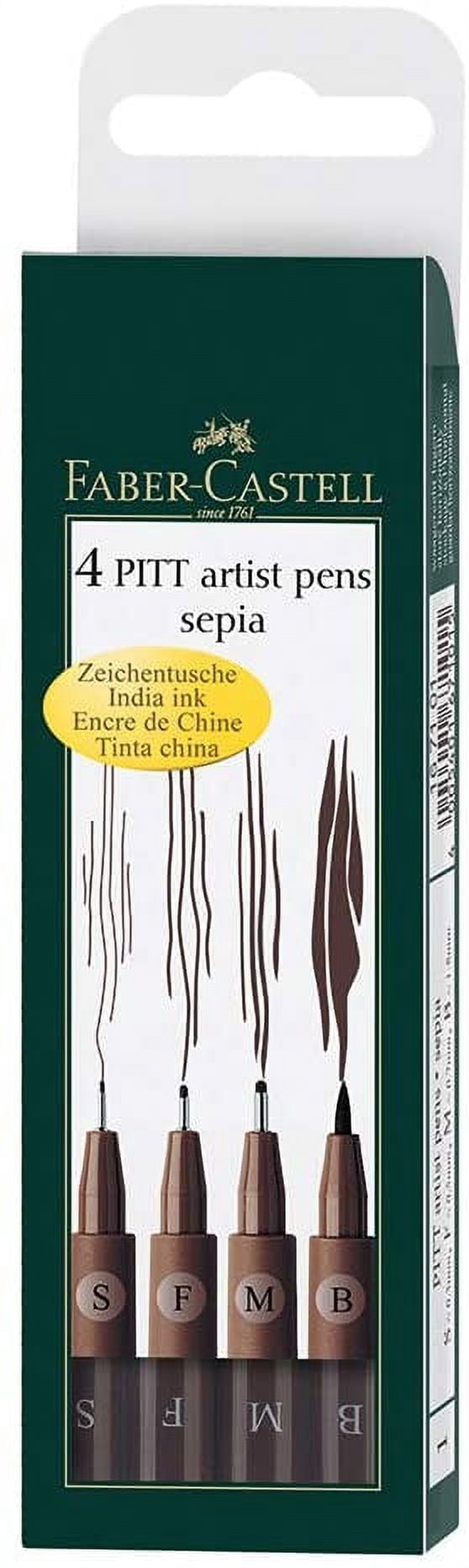 FaberCastell PITT Artist Sepia Pen Set, Superfine, Fine, Medium