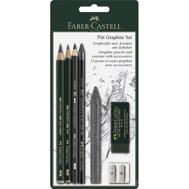 Faber-Castell PITT Graphite Master Set - 7-Piece Art Drawing Kit With Graphite, Pencils & Eraser For Artists