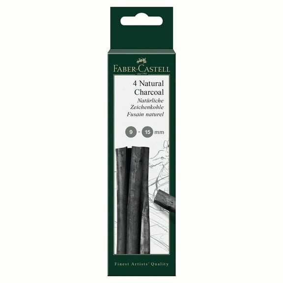 Faber-Castell PITT Natural Willow Charcoal, 4-Stick Set