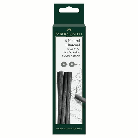 Faber-Castell PITT Natural Willow Charcoal, 6-Stick Set