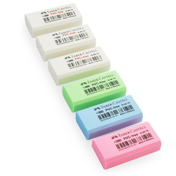 Faber-Castell PVC-Free Eraser Rubber - 4 Colors - Pack of 6 - 188675
