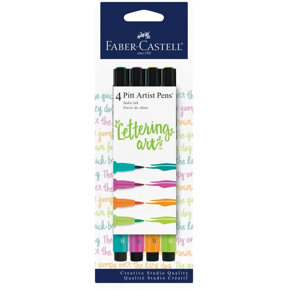 Faber-Castell Pitt Artist Brush Pens – Lettering Markers – 4 Pens