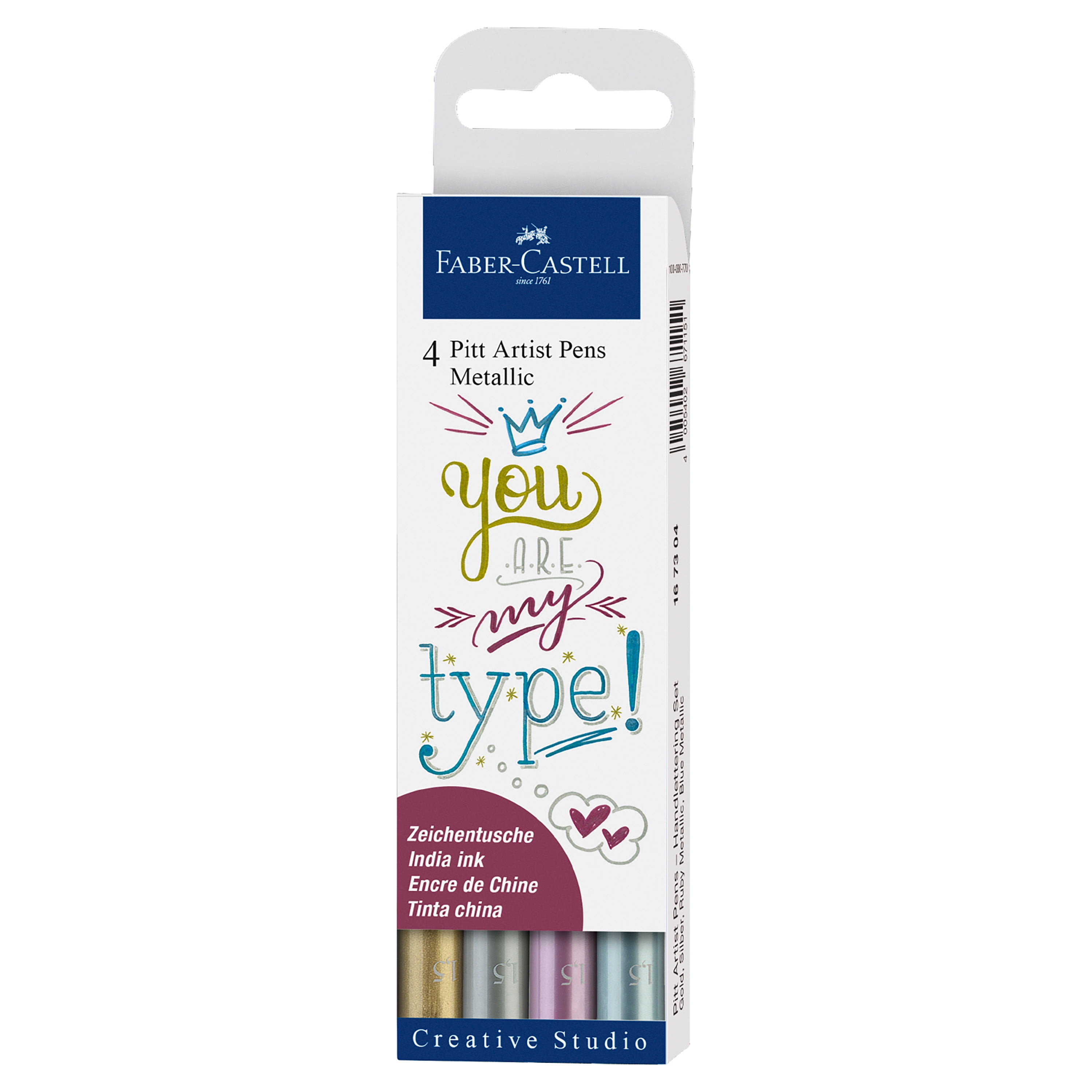 Faber-Castell Pitt Artist Pen® Metallic - Wallet of 4 Pens for All Skill Levels (Beginners) (Adult)