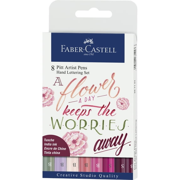 Faber-Castell Pitt Artist Pens – 8 Count – Red Tone Lettering for All Skill Levels 13+