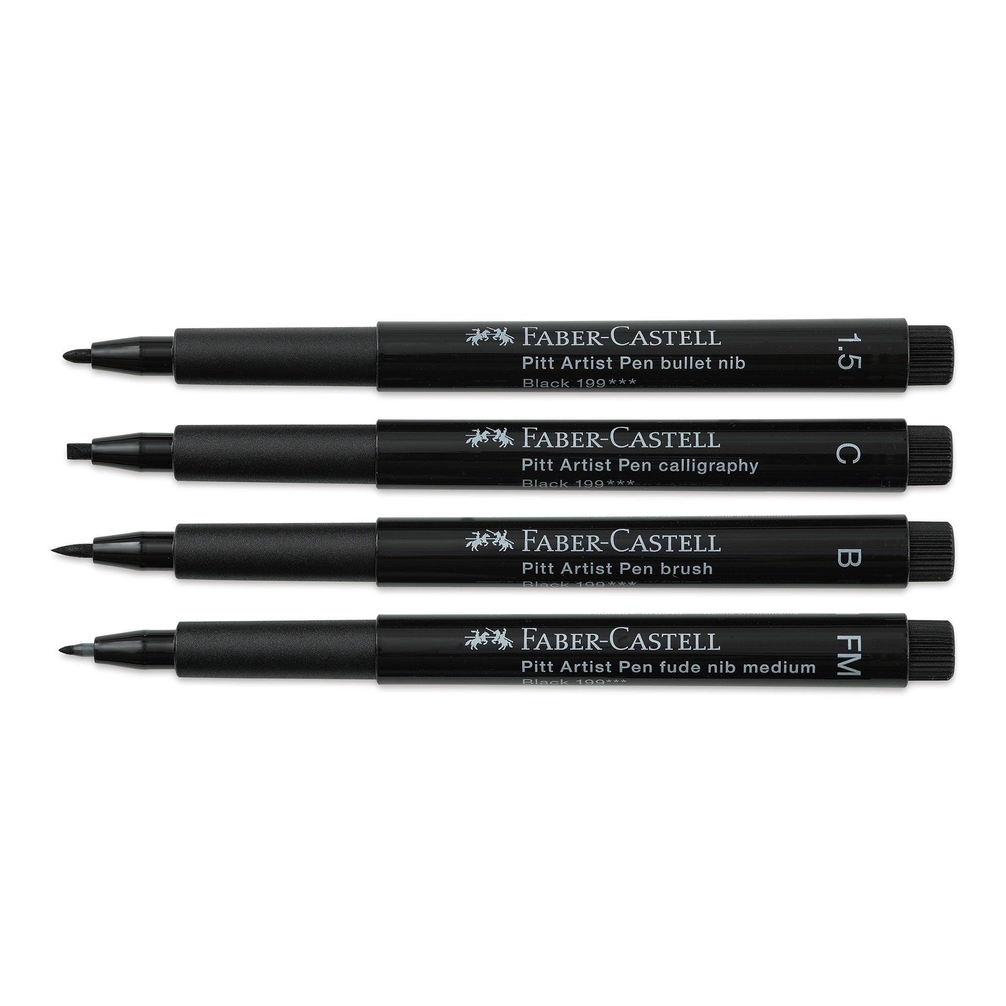 Faber-castell PITT Artist Black Pen Set of 4 Superfine, Fine, Medium &  Brush Tip Non-toxic, Smudge-proof, Waterproof, Acid-free 