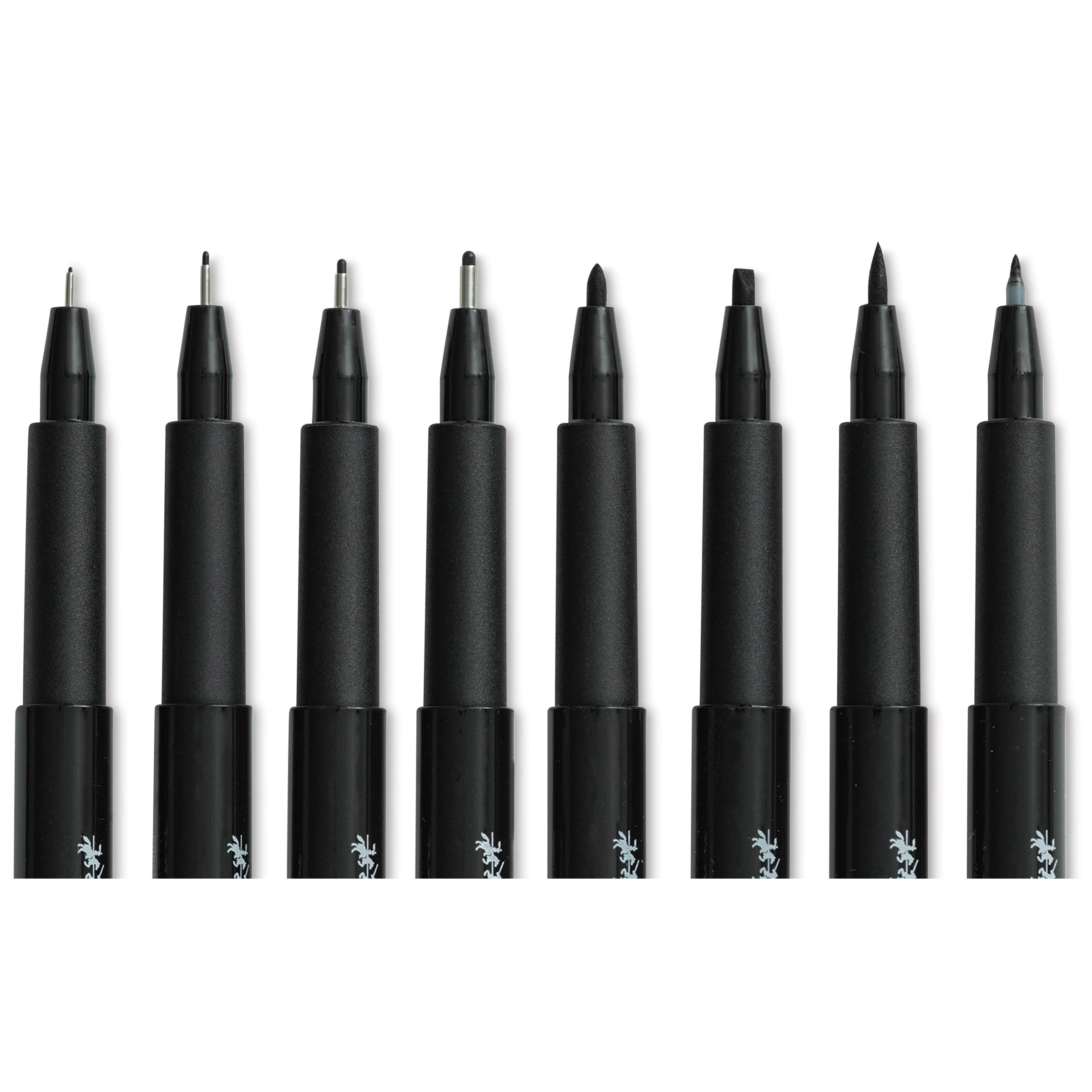 Faber-Castell Pitt Artist Pens- Black, Set of 8, Assorted Nibs