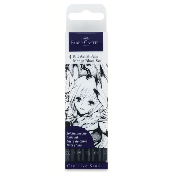 Faber-Castell Pitt Artist Pens Manga Set - Manga, Black, Set of 4