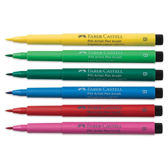 Faber-Castell Pitt Artist Pens - Set of 6, Springtime Colors, Brush Nib
