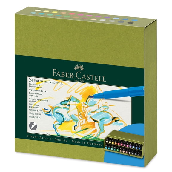 Faber-Castell Pitt Artist Pens - Set of 24, Studio Gift Box, Brush Nib