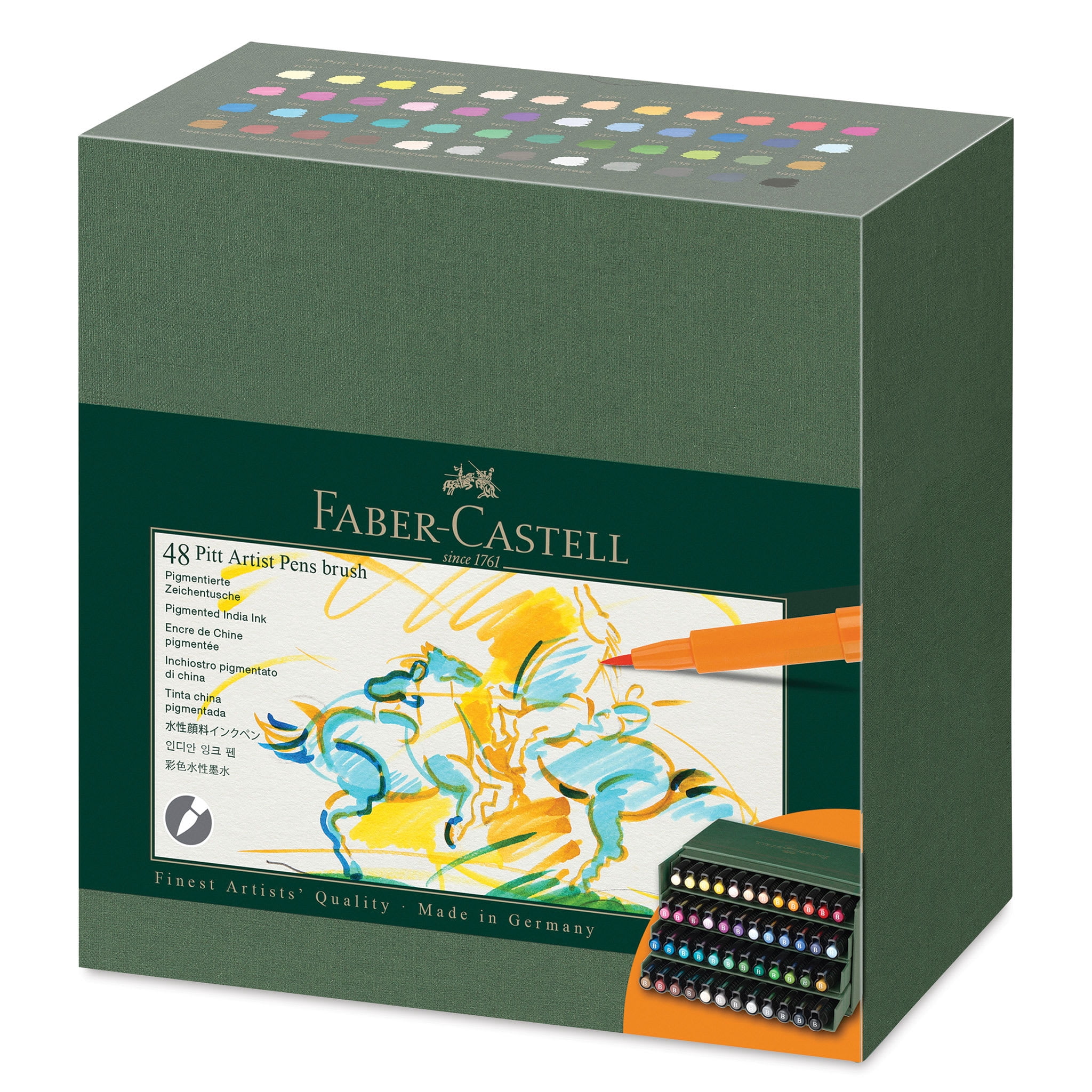 Faber-Castell Pitt Artist Pens - Set of 48, Studio Gift Box, Brush Nib