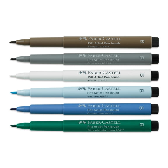 Faber-Castell Pitt Artist Pens- Set of 6, Winterlude, Brush Nib