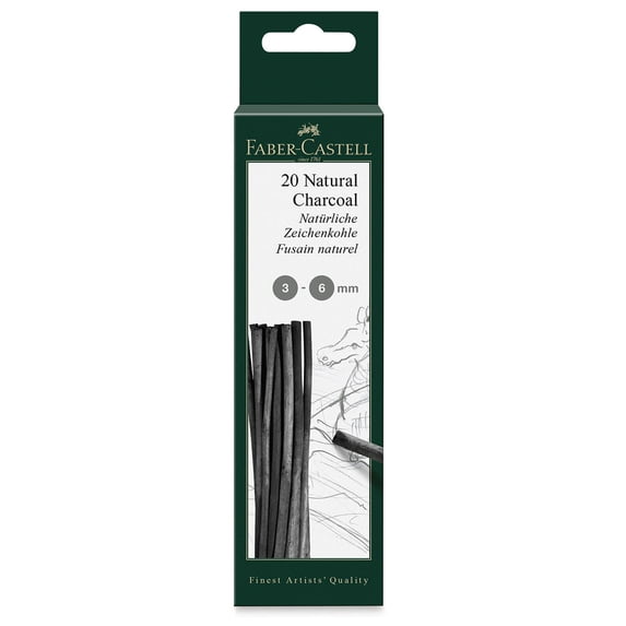 Faber-Castell Pitt Natural Willow Charcoal - Set of 20, 3-6 mm