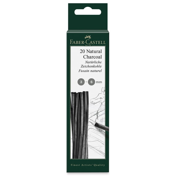Faber-Castell Pitt Natural Willow Charcoal - Set of 20, 3-6 mm