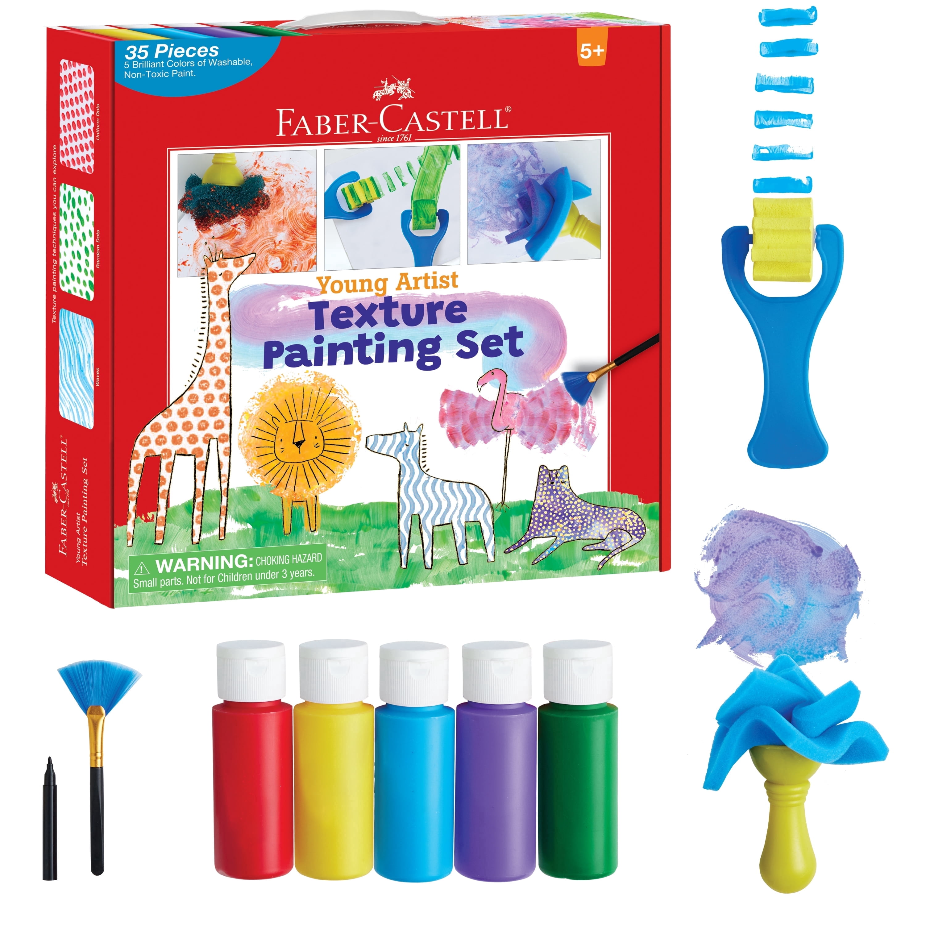 Faber-Castell Young Artist Texture Painting Set: Paint & Create Bold Textures, Screen-Free Fun (Ages 5+)