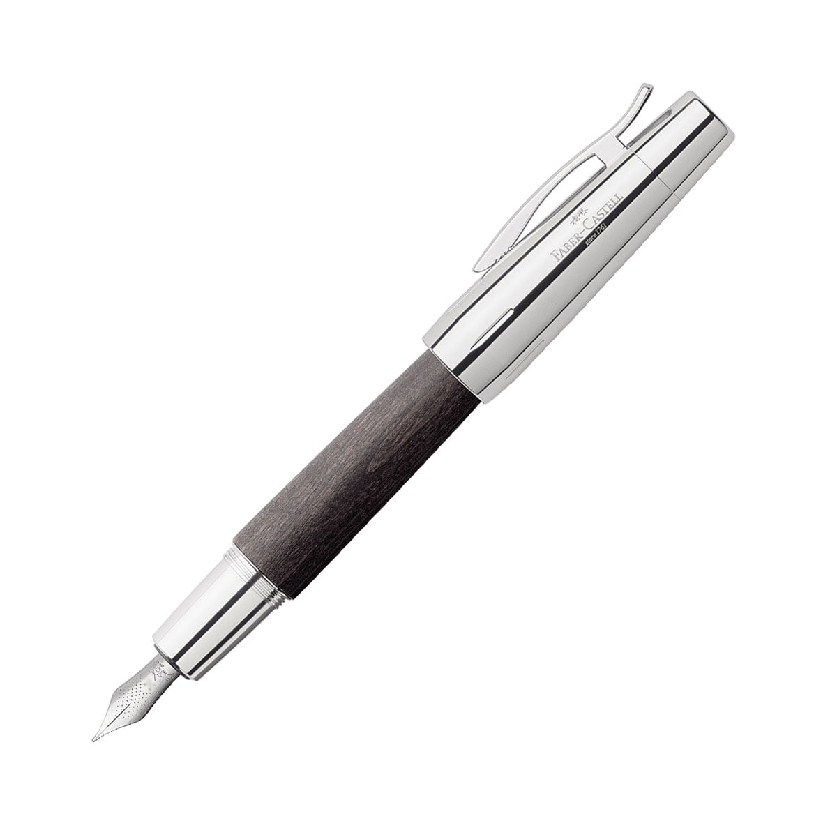 Faber-Castell e-motion Fountain Pen, Wood and Chrome Black - Medium - FC-148220